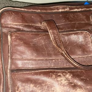 Vintage Brown Leather Men's large computer Bag Bill Blass 1990s